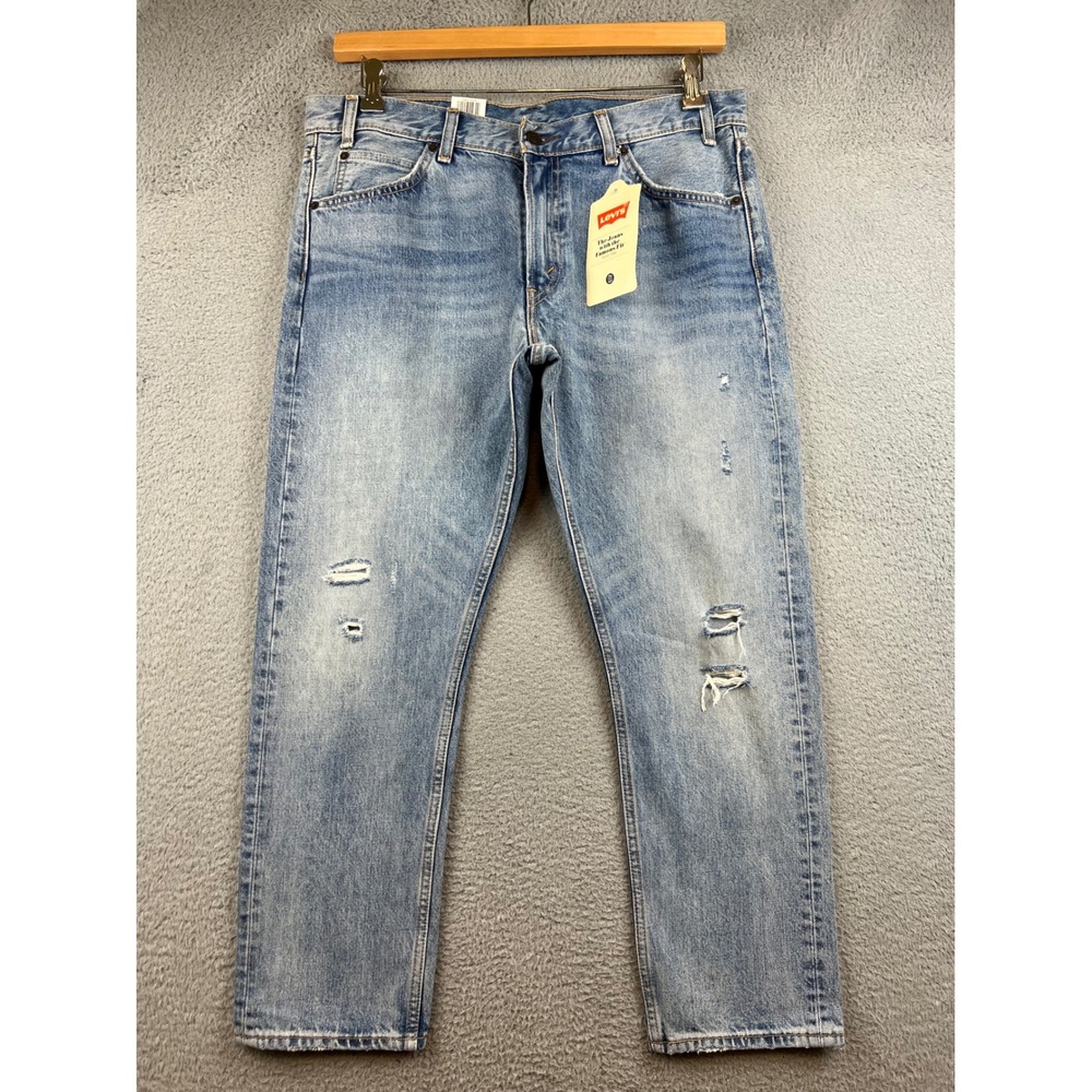 Levis 505c Cropped Slim Straight Leg Jeans Blue Distressed 299570005 Mens 32